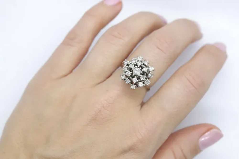 14k Diamond SunBurst STARBURST Round Flower Ring.… - image 4
