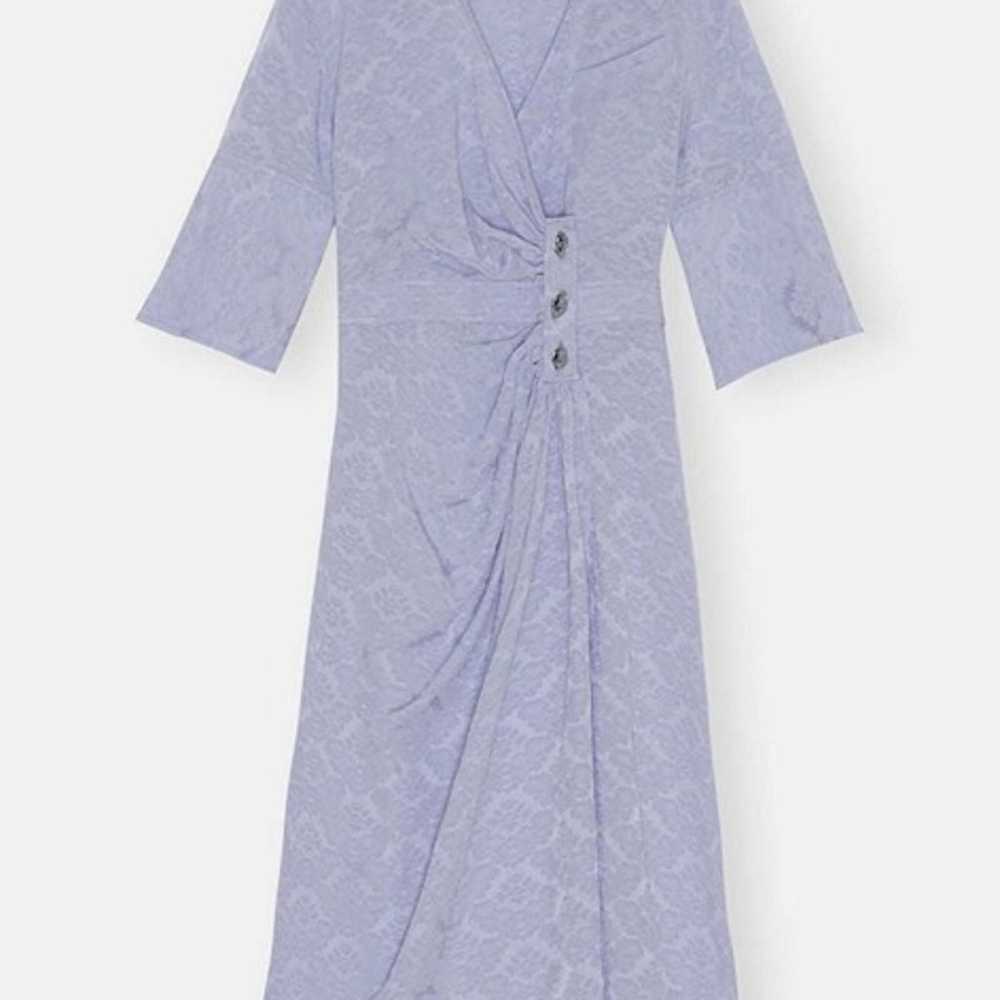 NWOT$445 Ganni Viscose Jacquard Wrap Dress - Midi… - image 1