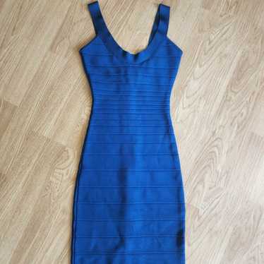 Herve Leger Blue Knit Sleeveless Bandage Dress XS Herve Leger