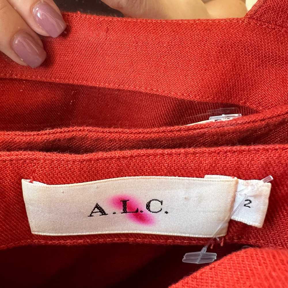 ALC Daniel Linen Cold Shoulder Midi Dress Red siz… - image 4
