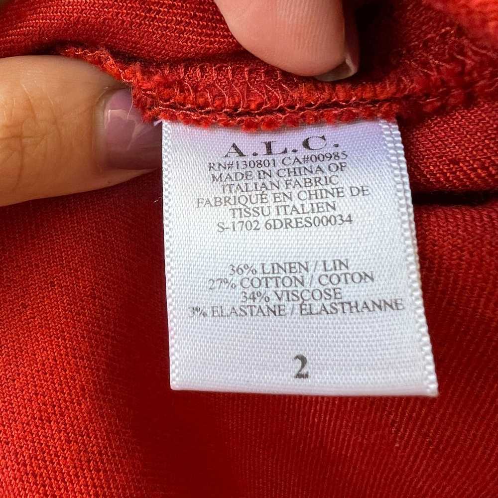 ALC Daniel Linen Cold Shoulder Midi Dress Red siz… - image 5