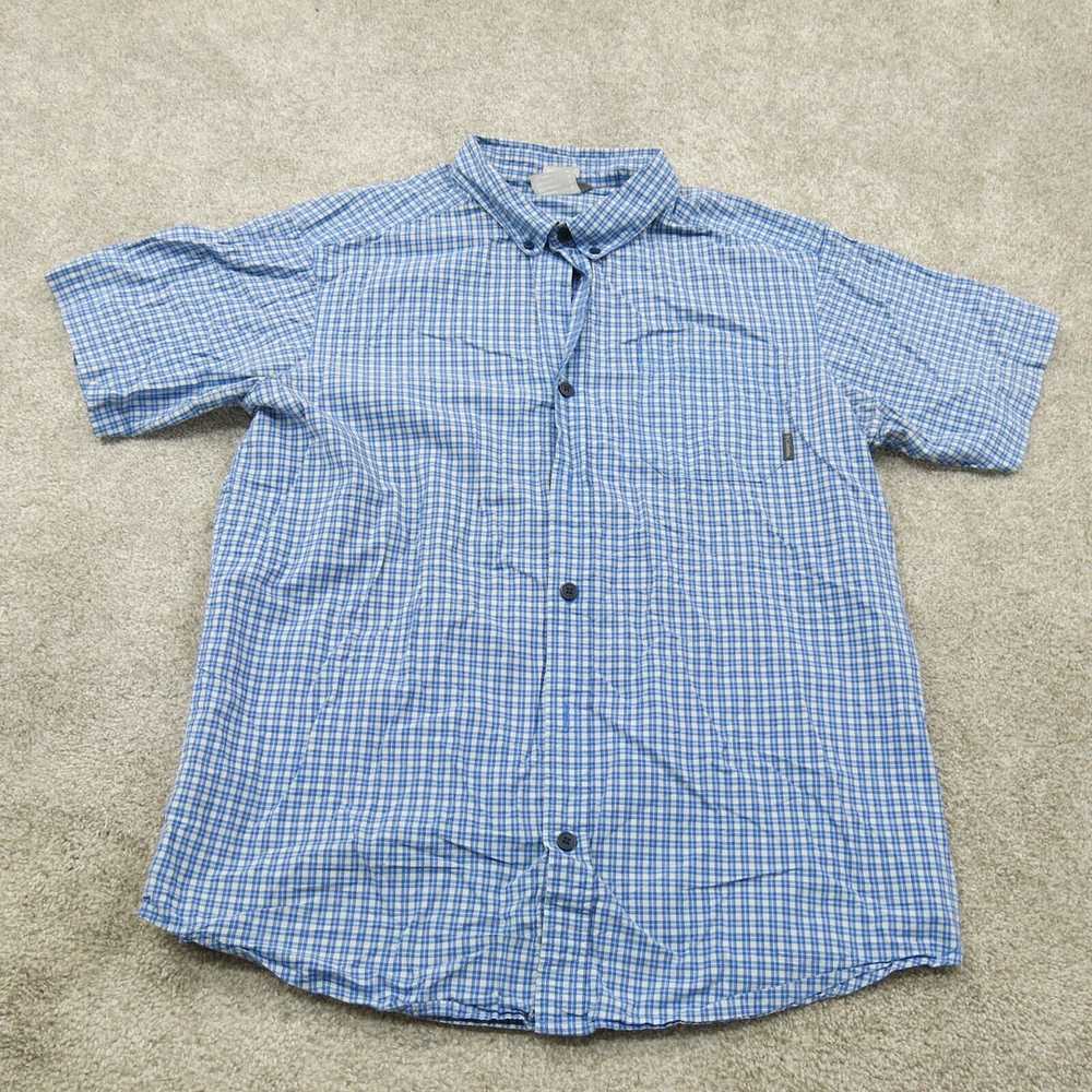 Columbia Bottom Up Mens Shirt Blue White Check Si… - image 1