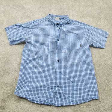 Columbia Bottom Up Mens Shirt Blue White Check Si… - image 1