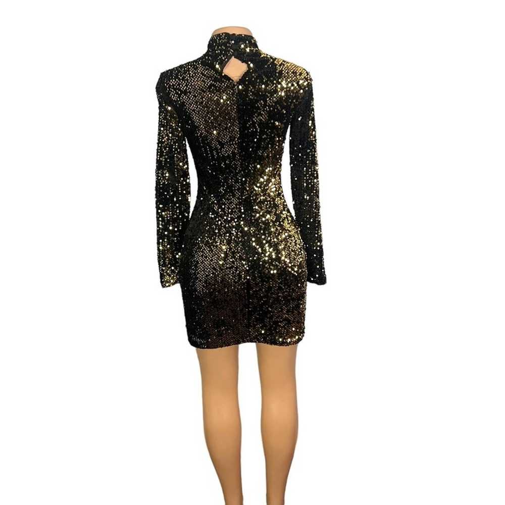 Milly Womens Sequin Gold Turtleneck Mini Dress Si… - image 10