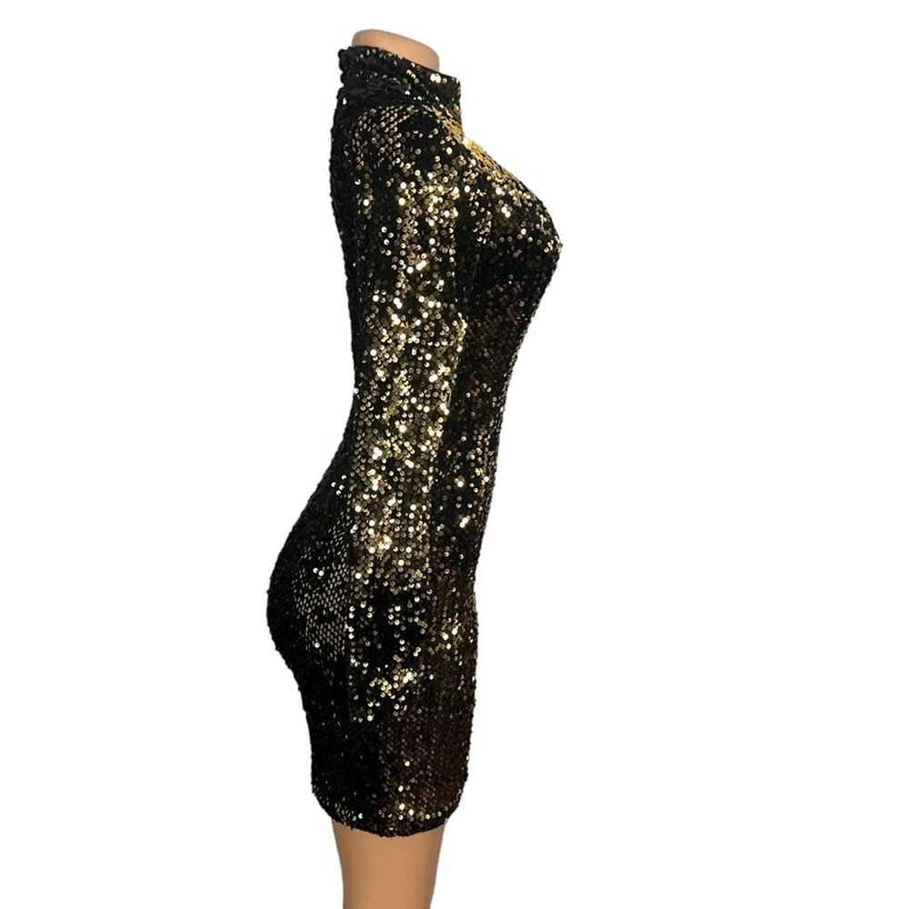 Milly Womens Sequin Gold Turtleneck Mini Dress Si… - image 6