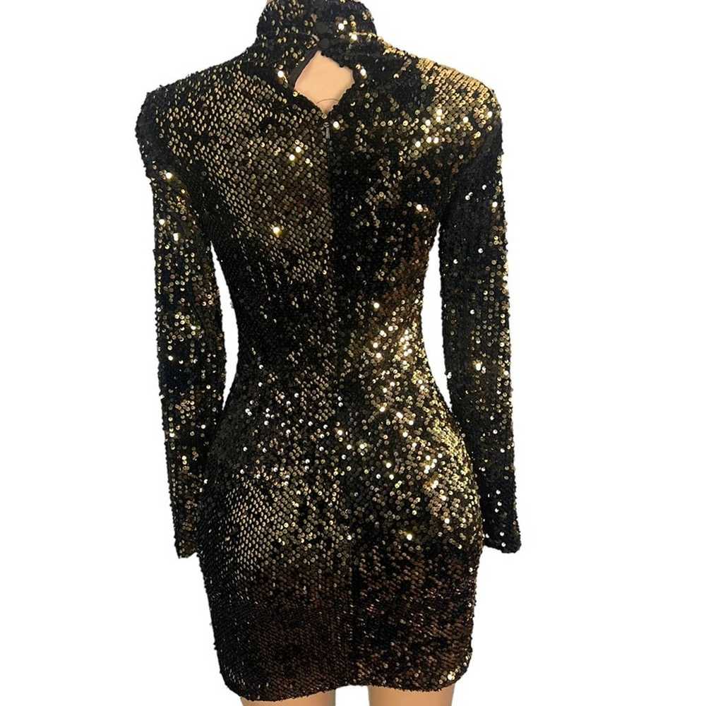 Milly Womens Sequin Gold Turtleneck Mini Dress Si… - image 8
