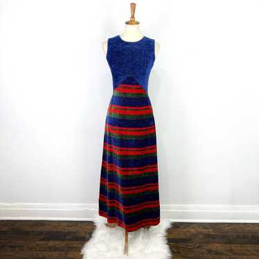 Vintage colorblock chenille maxi dress Ruth Norman
