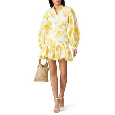 Acler Dress Bastia Leaves Printed Yellow Size 2 - image 1