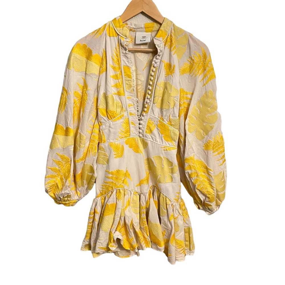 Acler Dress Bastia Leaves Printed Yellow Size 2 - image 4