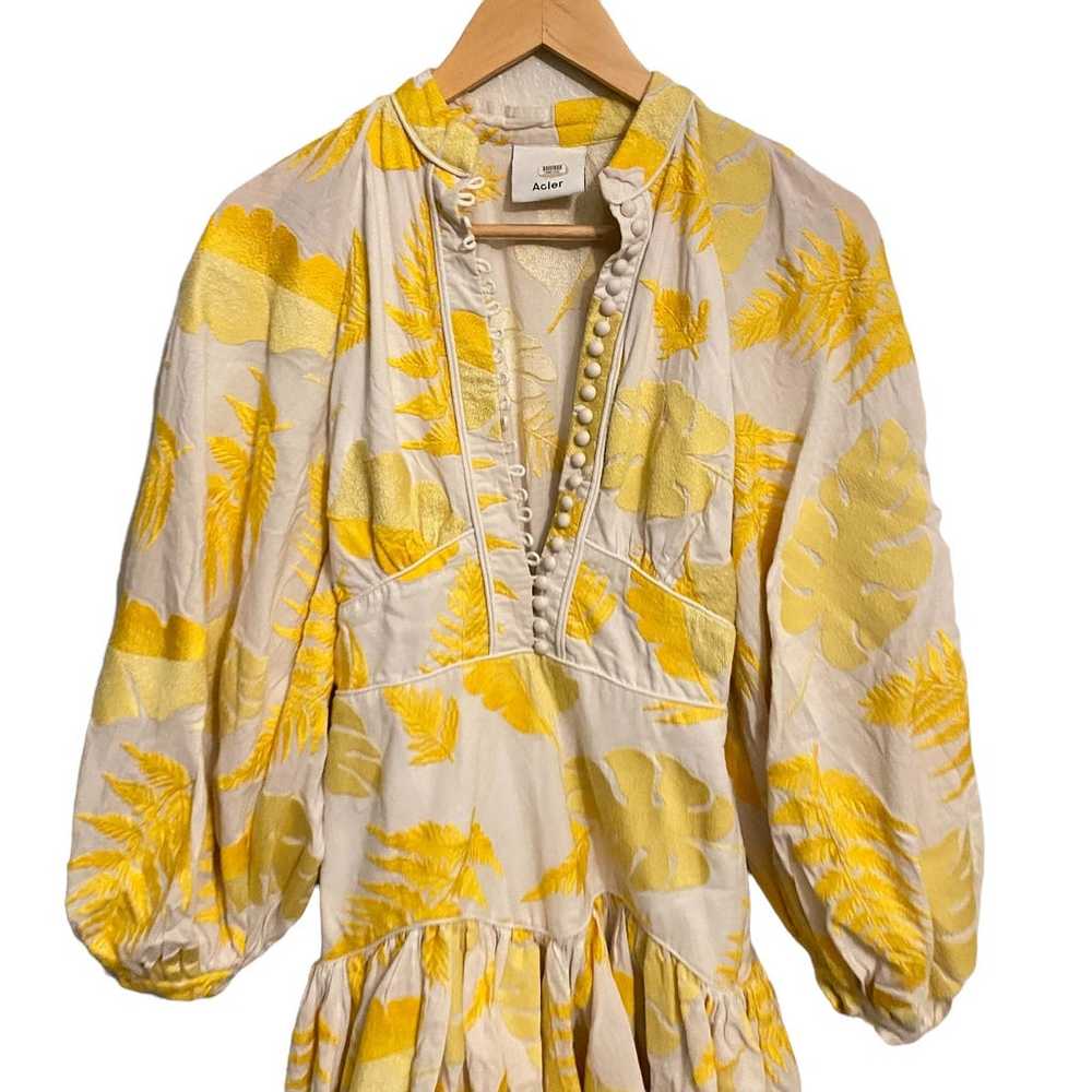 Acler Dress Bastia Leaves Printed Yellow Size 2 - image 6