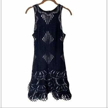 Jonathan Simkhai Navy Metallic Lace Ruffle Dress 0 - image 1