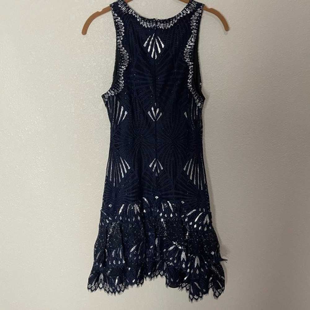 Jonathan Simkhai Navy Metallic Lace Ruffle Dress 0 - image 2