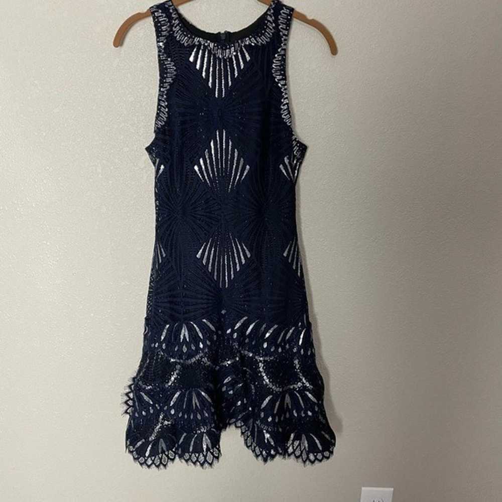 Jonathan Simkhai Navy Metallic Lace Ruffle Dress 0 - image 4