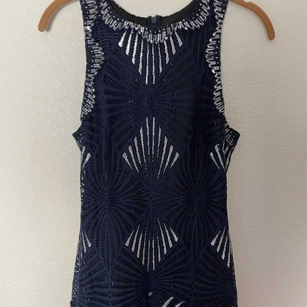 Jonathan Simkhai Navy Metallic Lace Ruffle Dress 0 - image 7