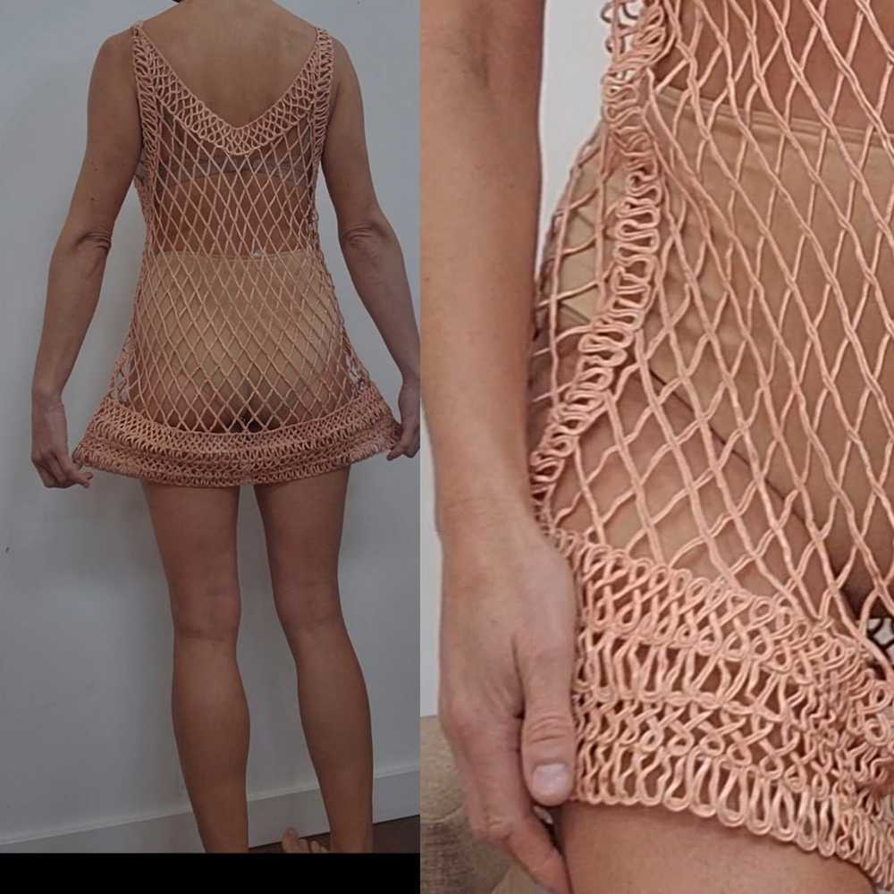 2024 runway sample mermaid peach knit mini dress s - image 3