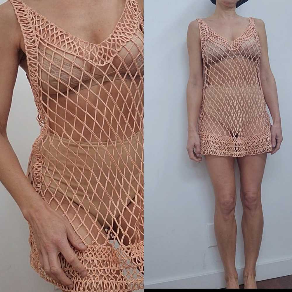2024 runway sample mermaid peach knit mini dress s - image 4