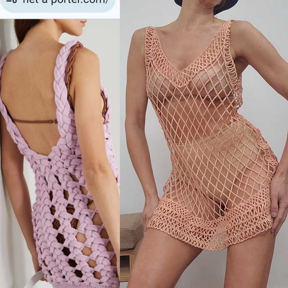 2024 runway sample mermaid peach knit mini dress s - image 6