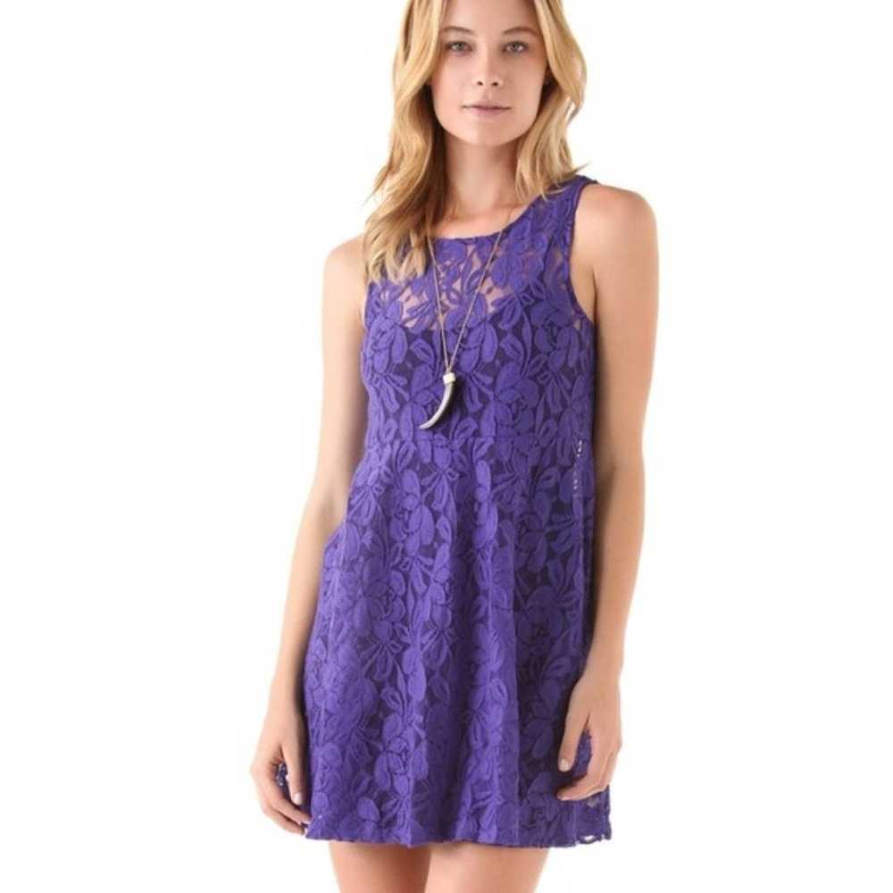 Free People Purple Lace Flowy Dress w Black Linin… - image 2