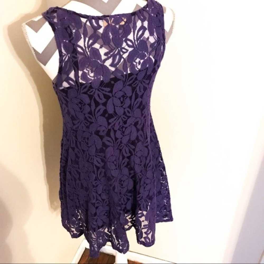 Free People Purple Lace Flowy Dress w Black Linin… - image 6