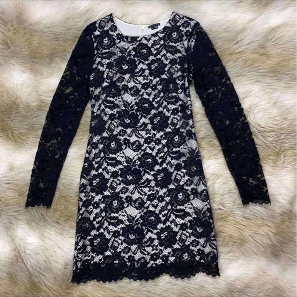 Theory Long Sleeve Black Floral Lace Dress, Size 6 - image 10