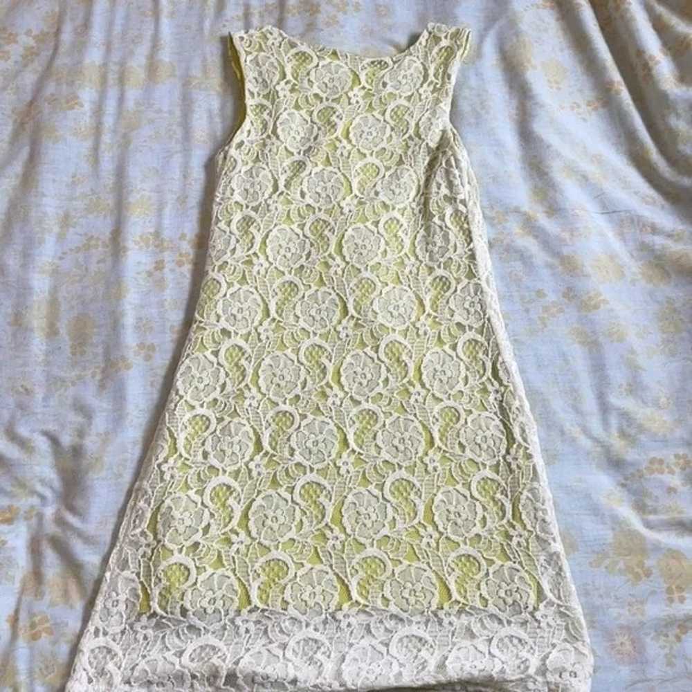 white knit lace lime green mini dress - image 1