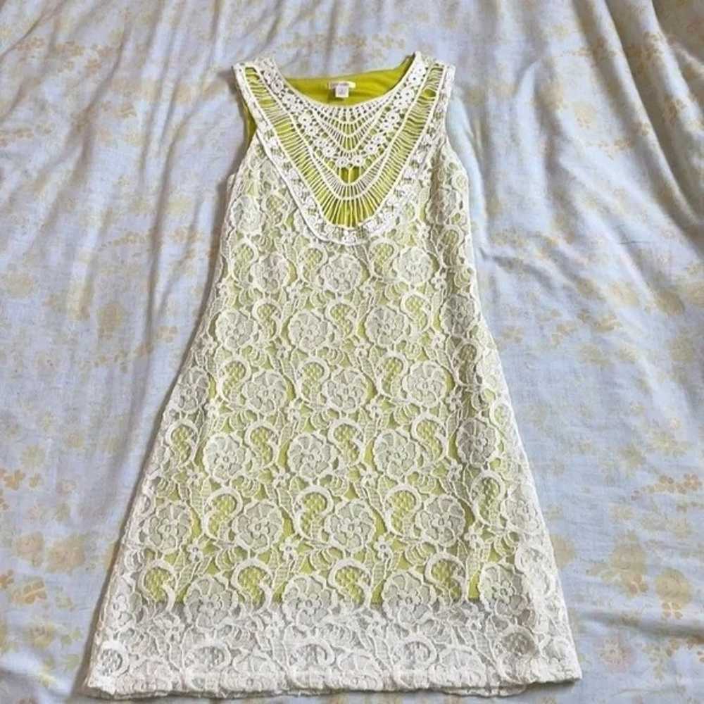 white knit lace lime green mini dress - image 2