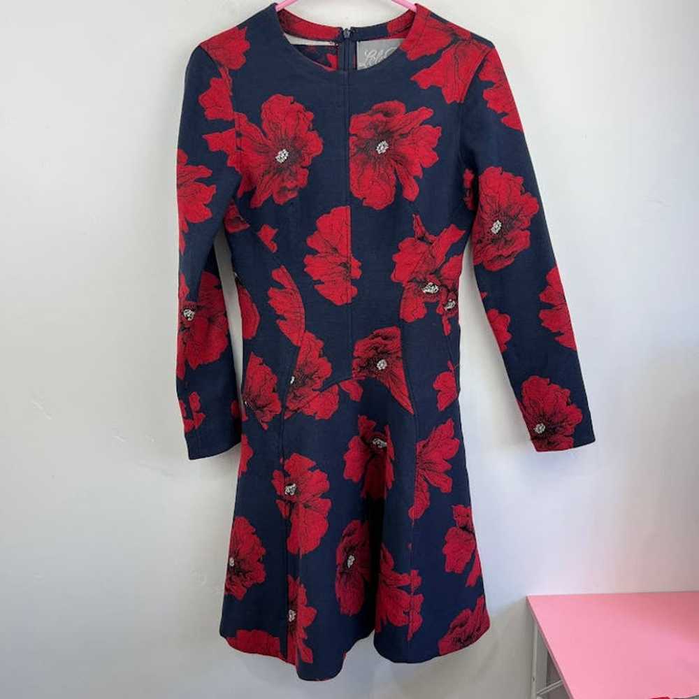 Lela Rose Poppy Print Long-sleeve fit and flare d… - image 2