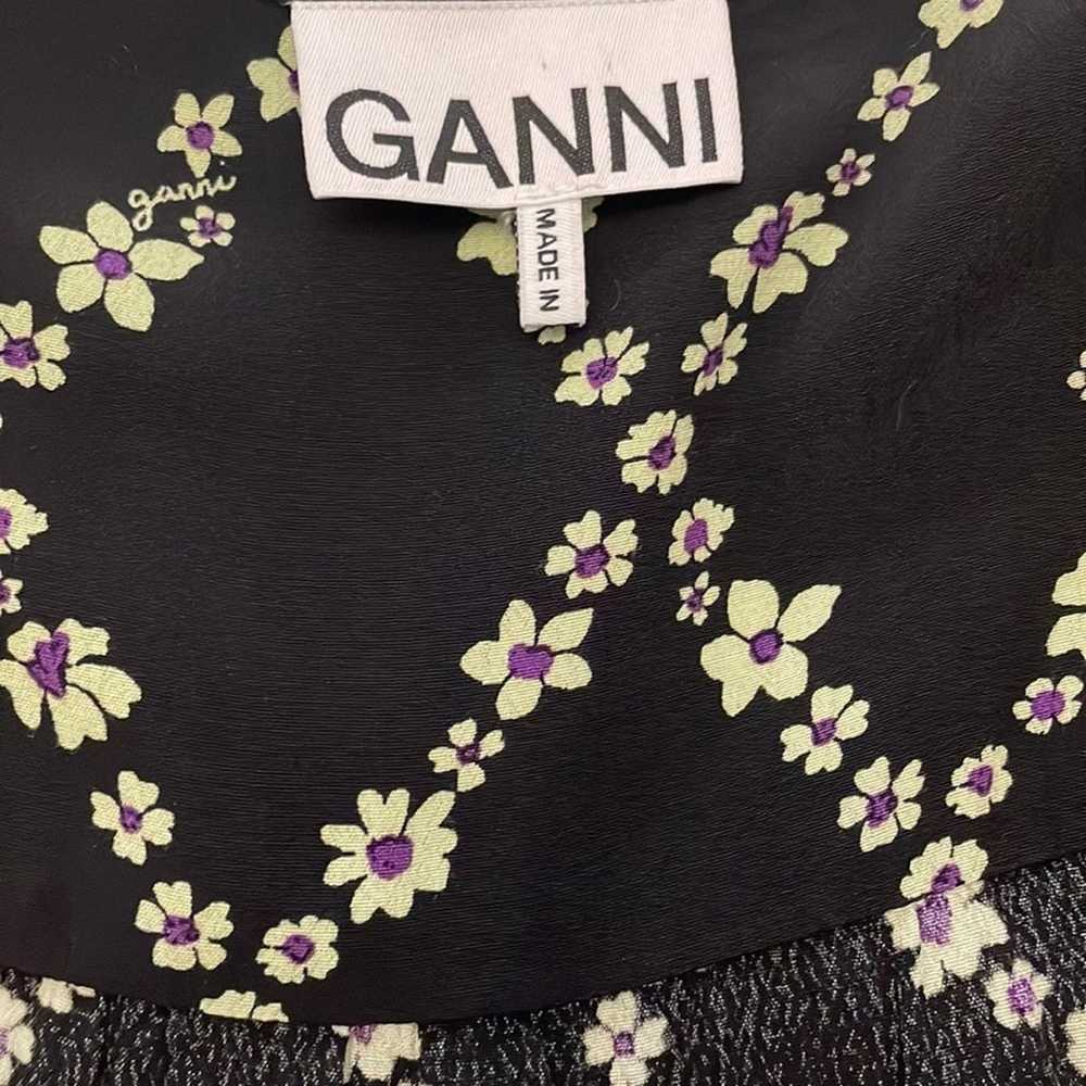 Ganni Black Diamond Floral Print Long Sleeve Crep… - image 8