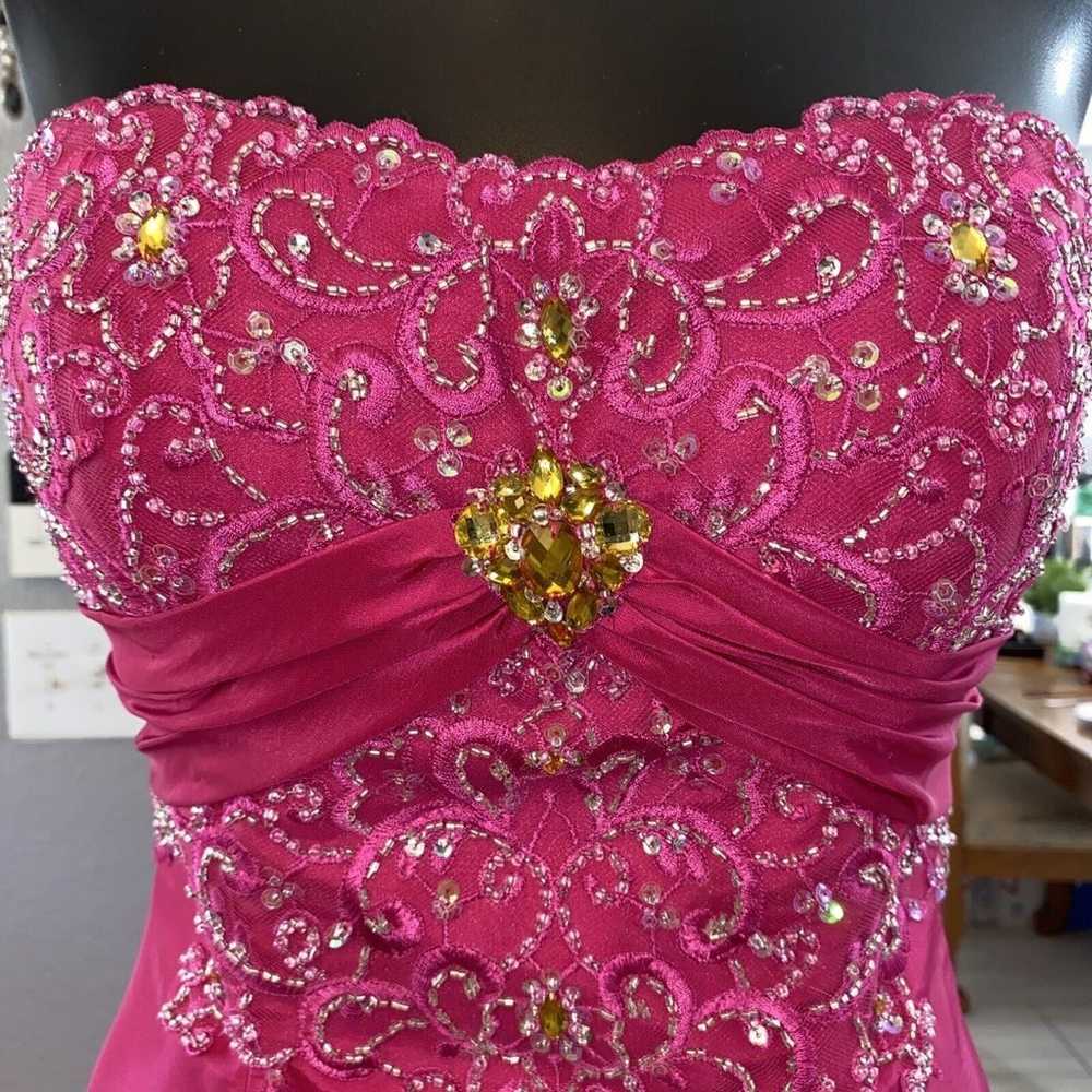 Flirt Maggie Sottero Prom Dress Women 6 Pink Quin… - image 3
