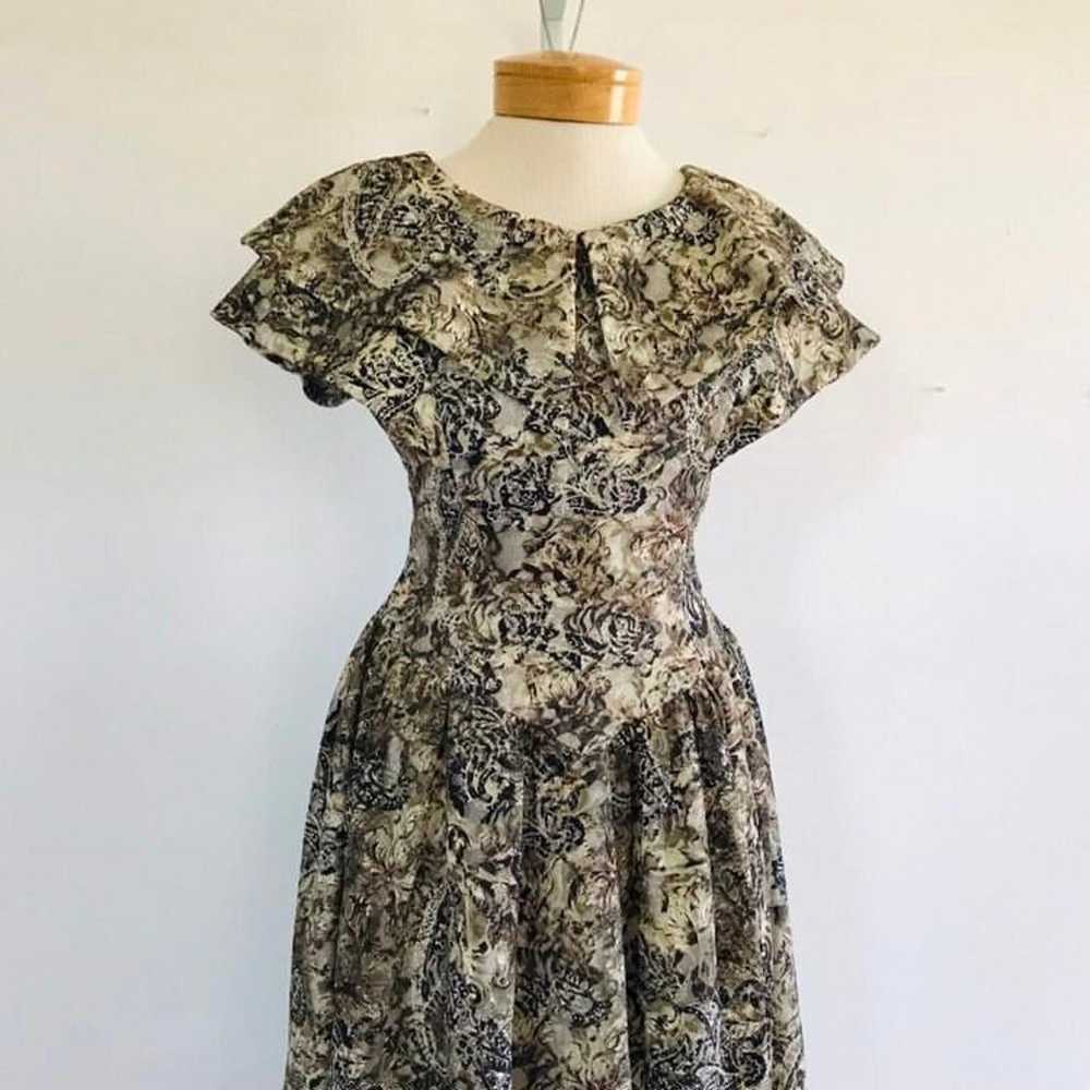 Vintage 1960s Brown Floral Pattern Dress, Retro C… - image 2