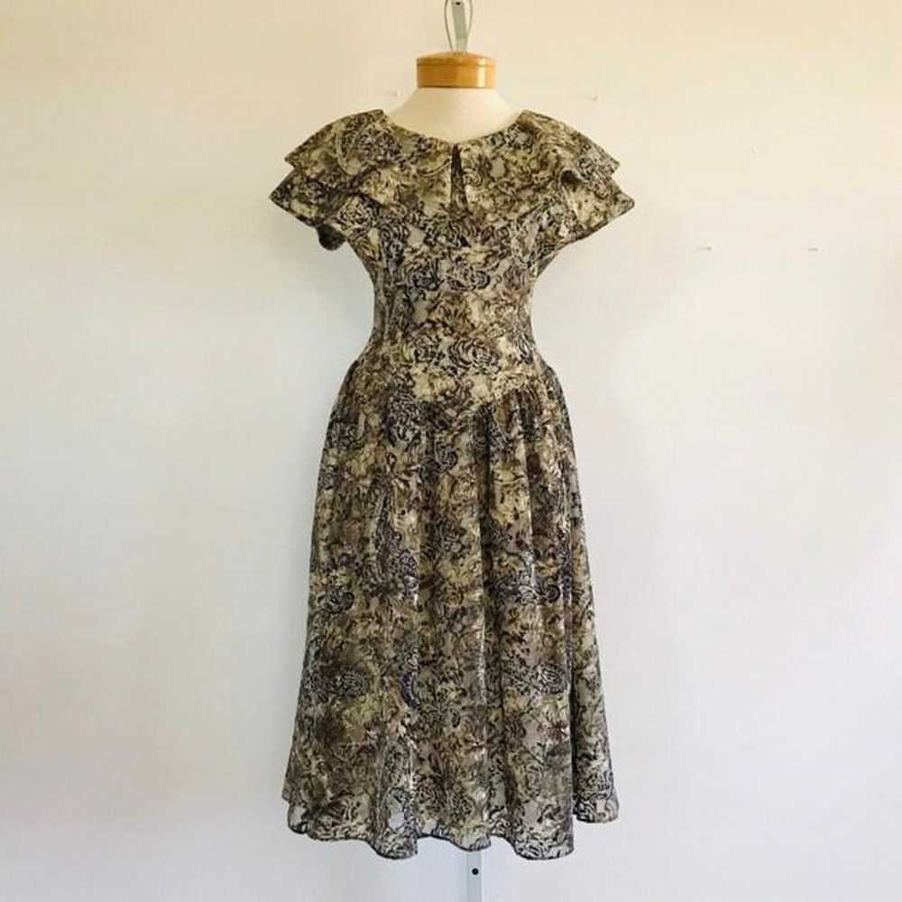 Vintage 1960s Brown Floral Pattern Dress, Retro C… - image 5