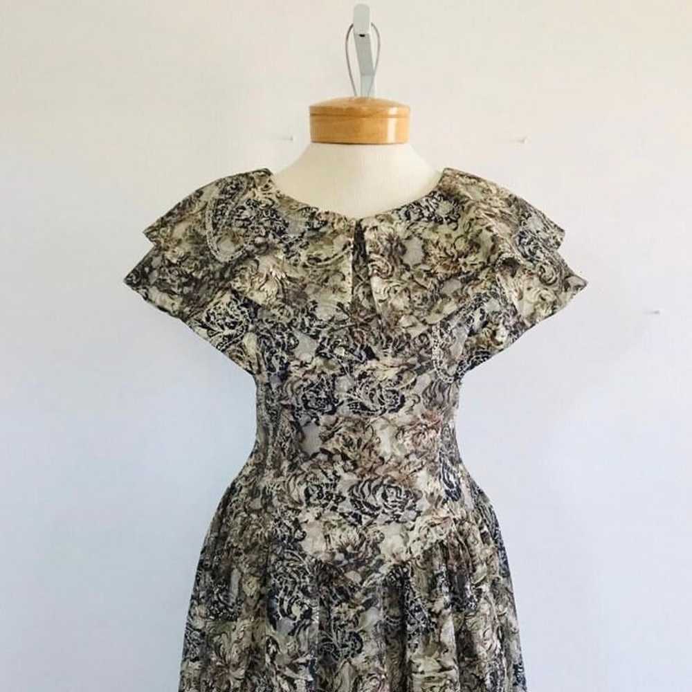 Vintage 1960s Brown Floral Pattern Dress, Retro C… - image 7