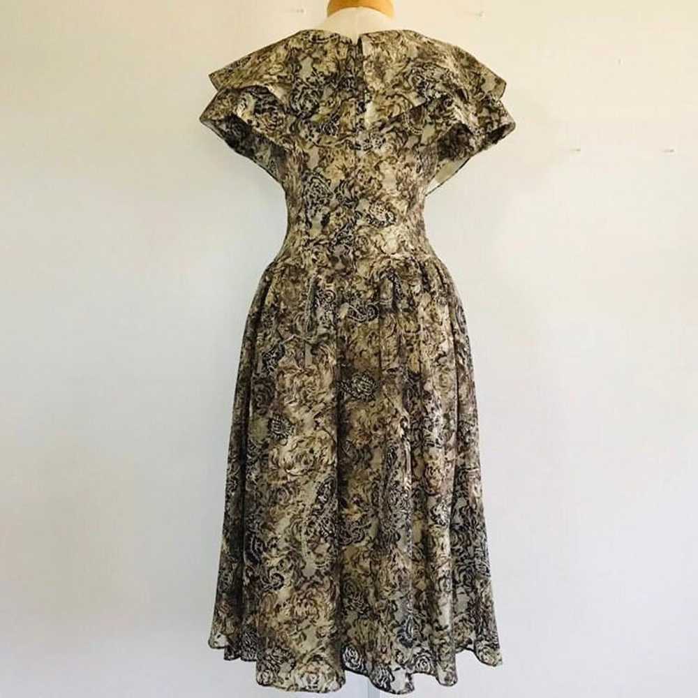 Vintage 1960s Brown Floral Pattern Dress, Retro C… - image 8