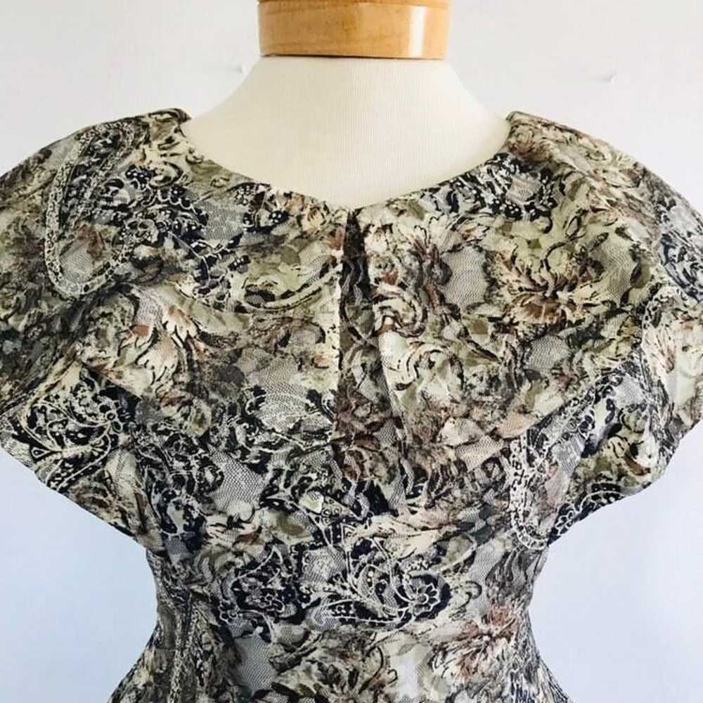 Vintage 1960s Brown Floral Pattern Dress, Retro C… - image 9