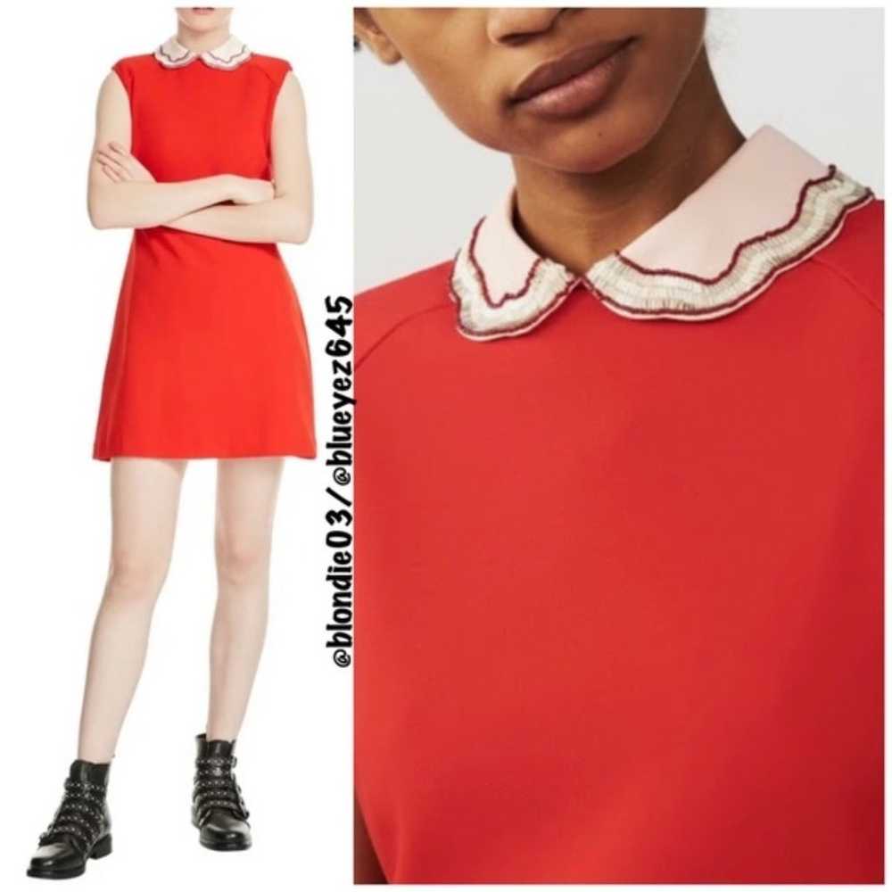 Maje “Rangat” Red Peter Pan collar dress 1/S - image 2