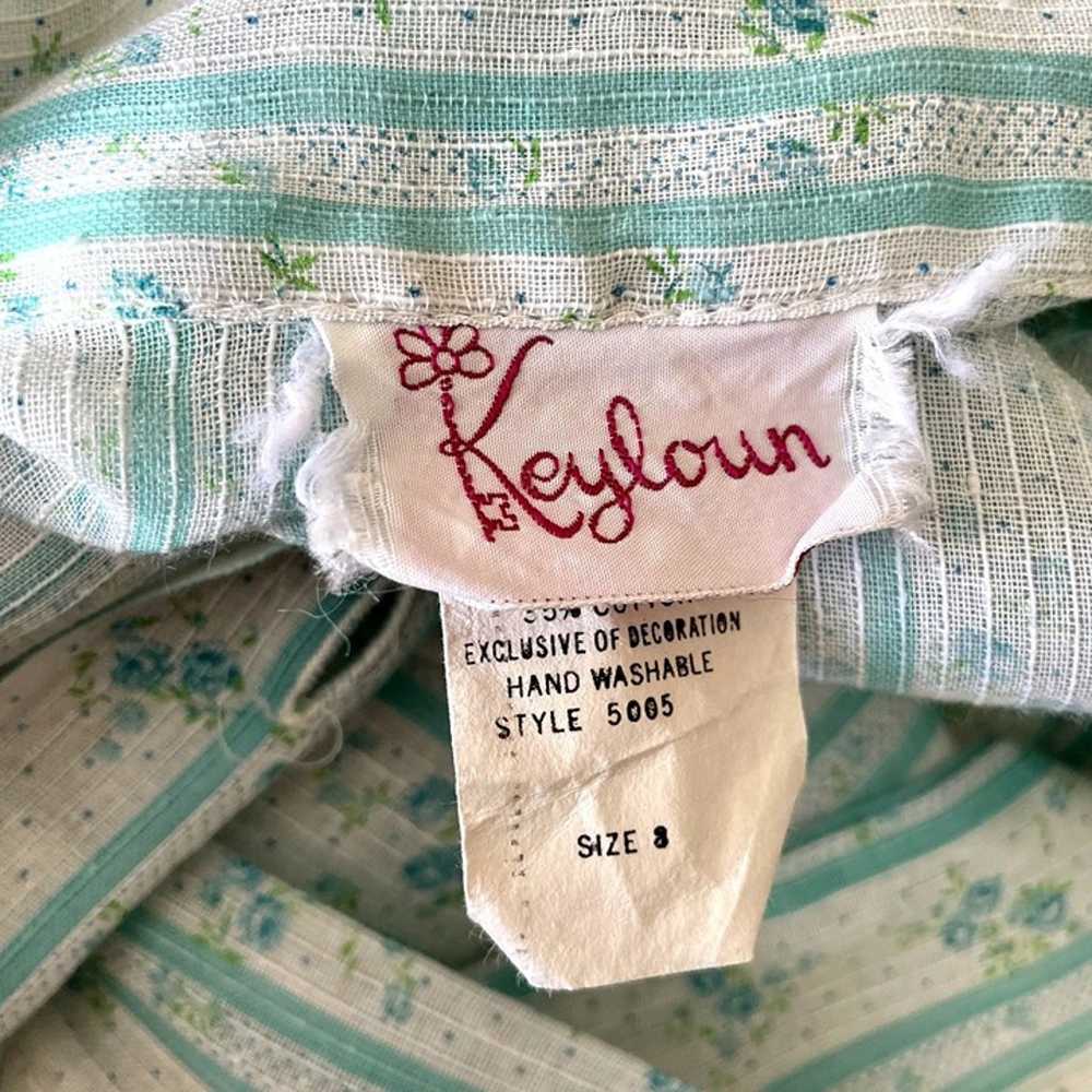 Vintage 60-70s Keyloun Floral Striped Maxi Button… - image 4