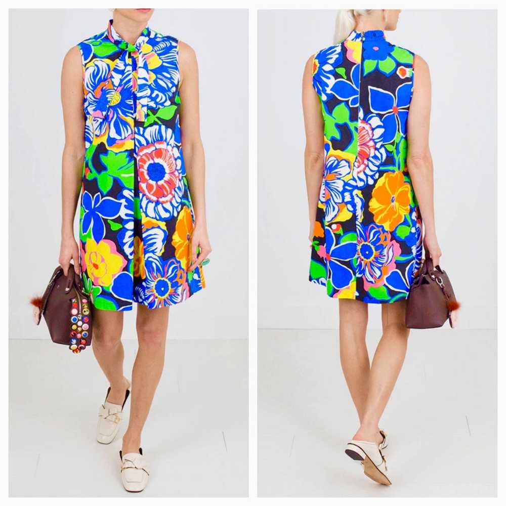 MSGM Floral Print Mini Dress Size 46 - image 1