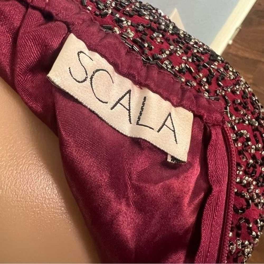 Scala Vintage Burgundy Silk Beaded Gown - image 10