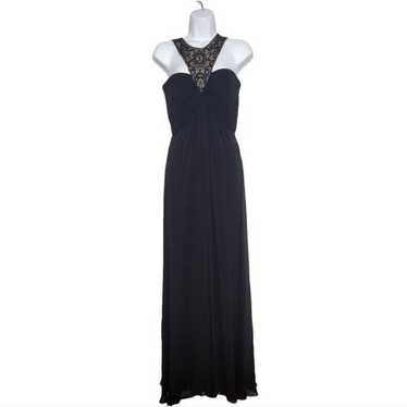 TADASHI Collection 100% Silk Beaded Halter Gown