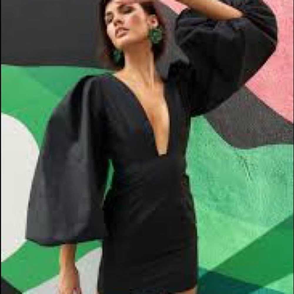 Diana Kassabov Black Puffy Sleeve Mini Dress - image 1