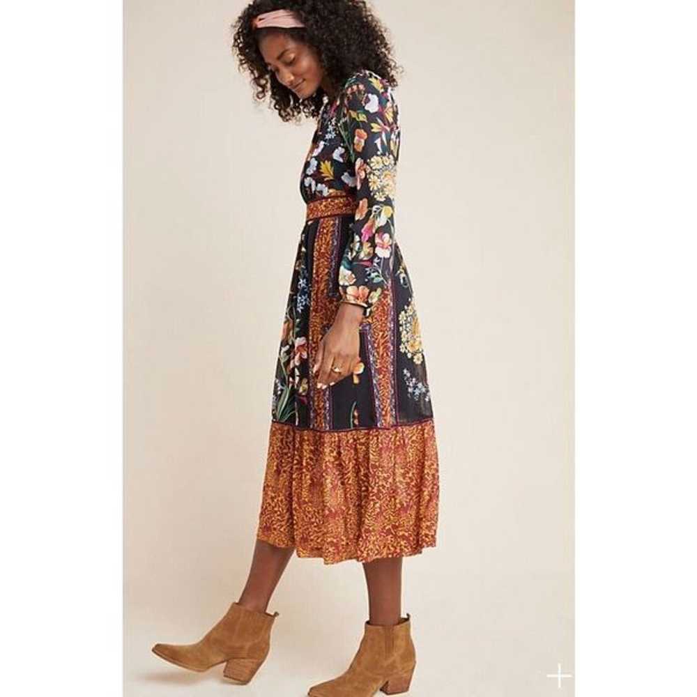 New Anthropologie Adair Velvet-Trimmed Midi Dress… - image 1