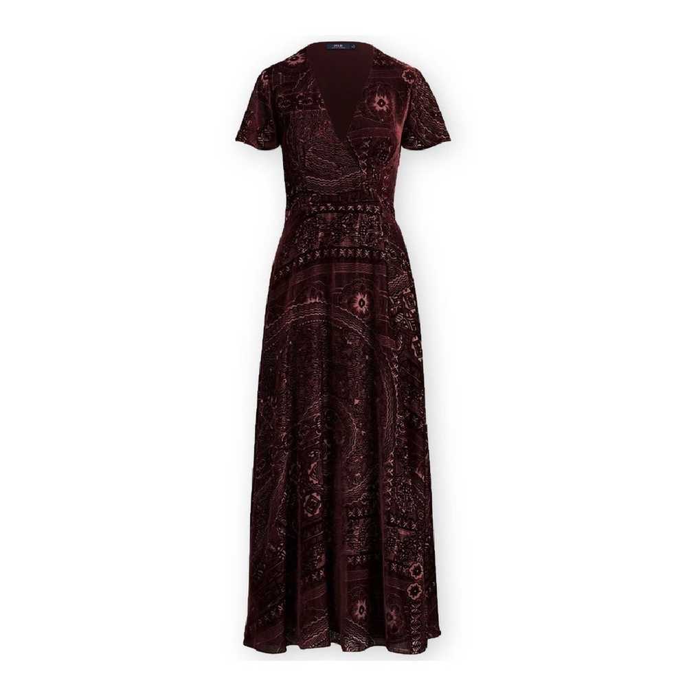 polo ralph lauren burnt-out velvet wrap maxi dress - image 1