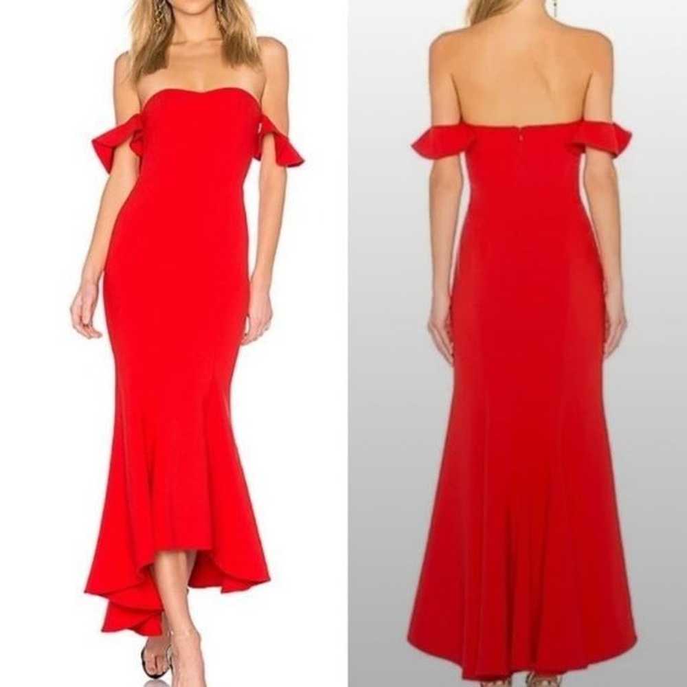 Likely Sunset gown in scarlet with ruffle drape s… - image 1