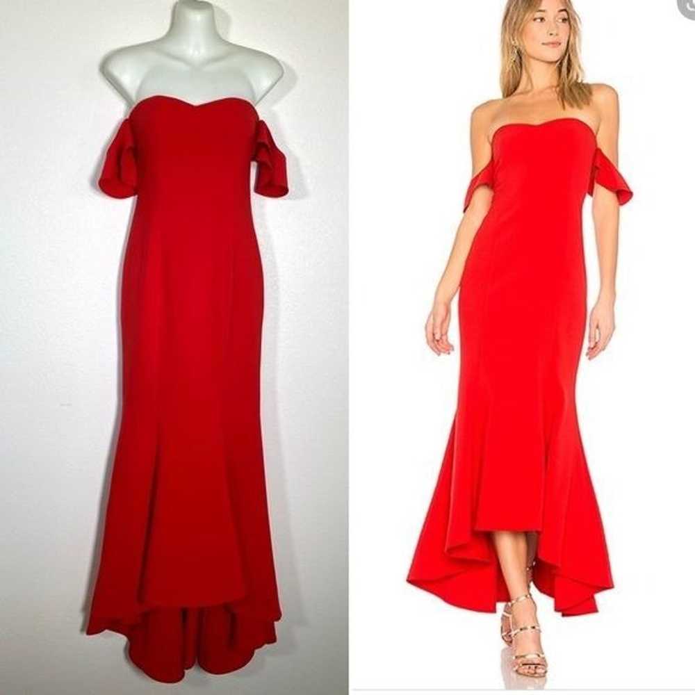 Likely Sunset gown in scarlet with ruffle drape s… - image 2