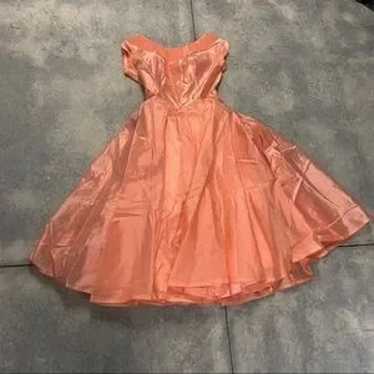 Vintage 50s 60s coral fit flare dress XS/S - image 1