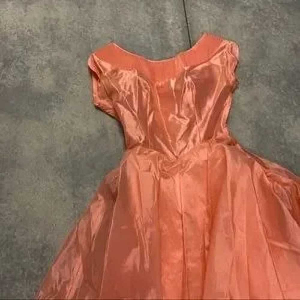 Vintage 50s 60s coral fit flare dress XS/S - image 2