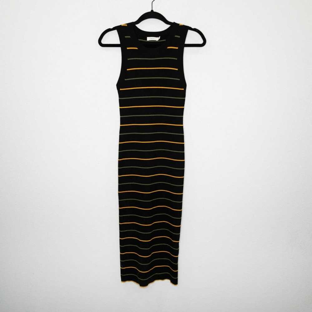 ALC Shane Striped Midi Dress Black Olive Mustard … - image 3