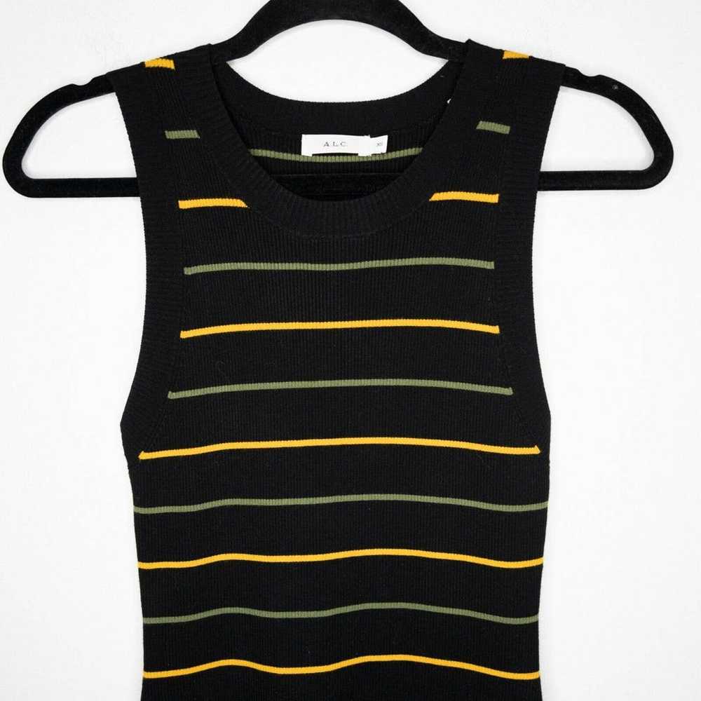 ALC Shane Striped Midi Dress Black Olive Mustard … - image 7