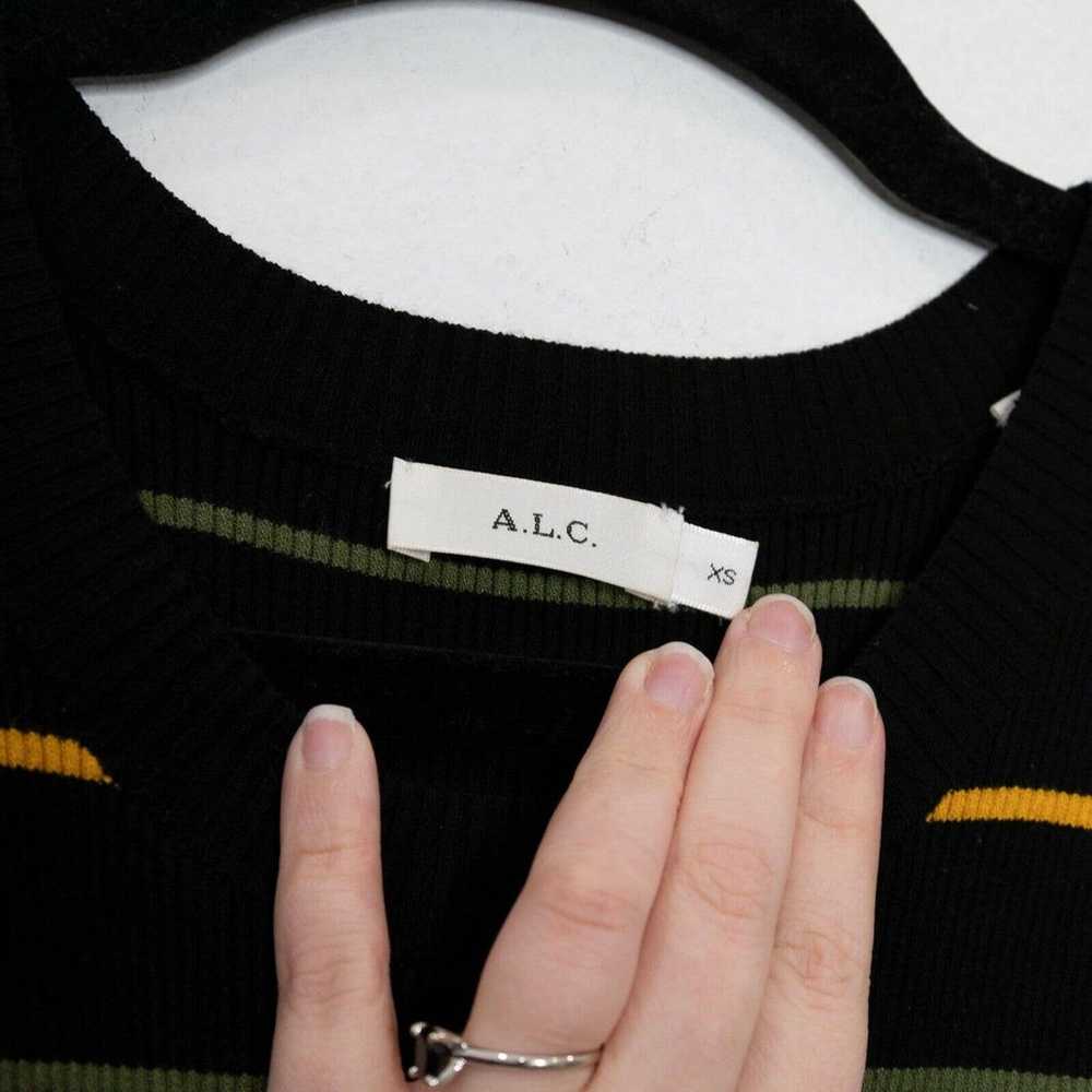 ALC Shane Striped Midi Dress Black Olive Mustard … - image 8