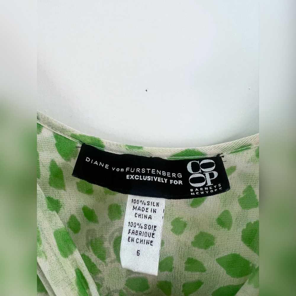Diane Von Furstenberg Ruched Midi Silk Green Dres… - image 2